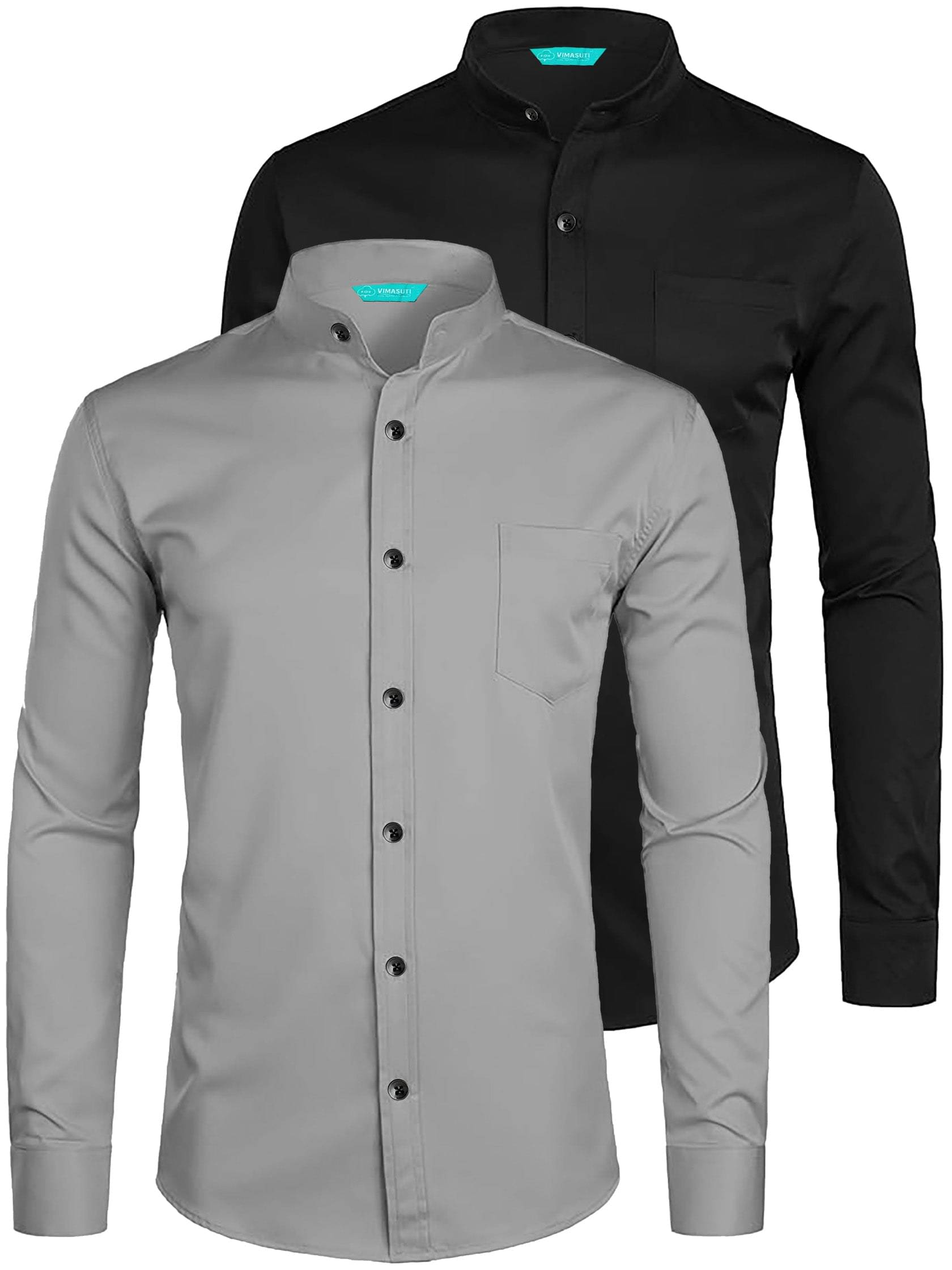 VIMASUTI Cotton Blend Slim Fit Solids Full Sleeves Men's Casual Shirt - Grey ( Pack of 2 ) VIMASUTI Cotton Blend Slim Fit Solids Full Sleeves Men's Casual Shirt - Grey ( Pack of 2 )