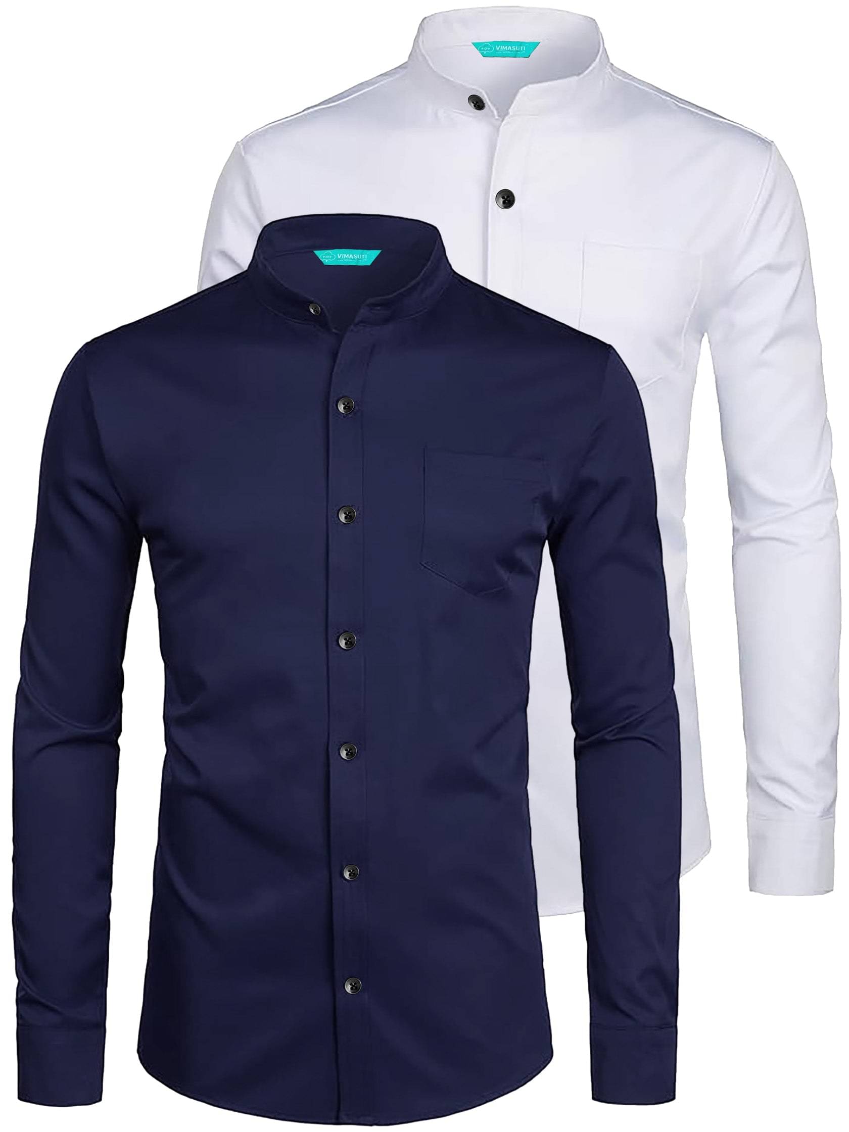     			VIMASUTI Cotton Blend Slim Fit Solids Full Sleeves Men's Casual Shirt - Navy Blue ( Pack of 2 )