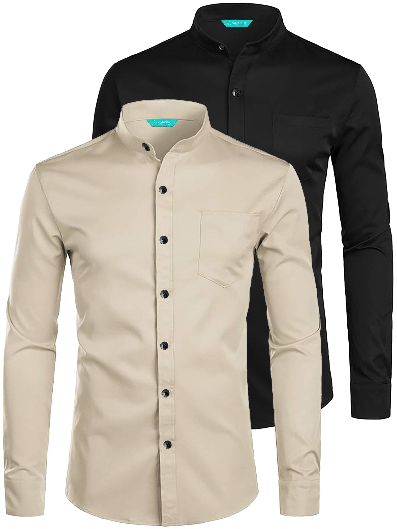     			VIMASUTI Cotton Blend Slim Fit Solids Full Sleeves Men's Casual Shirt - Beige ( Pack of 2 )