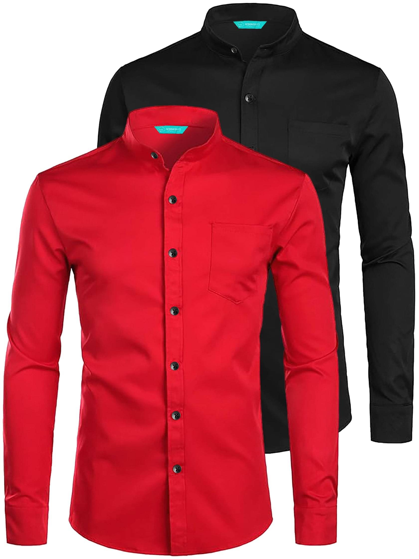     			VIMASUTI Cotton Blend Slim Fit Solids Full Sleeves Men's Casual Shirt - Red ( Pack of 2 )