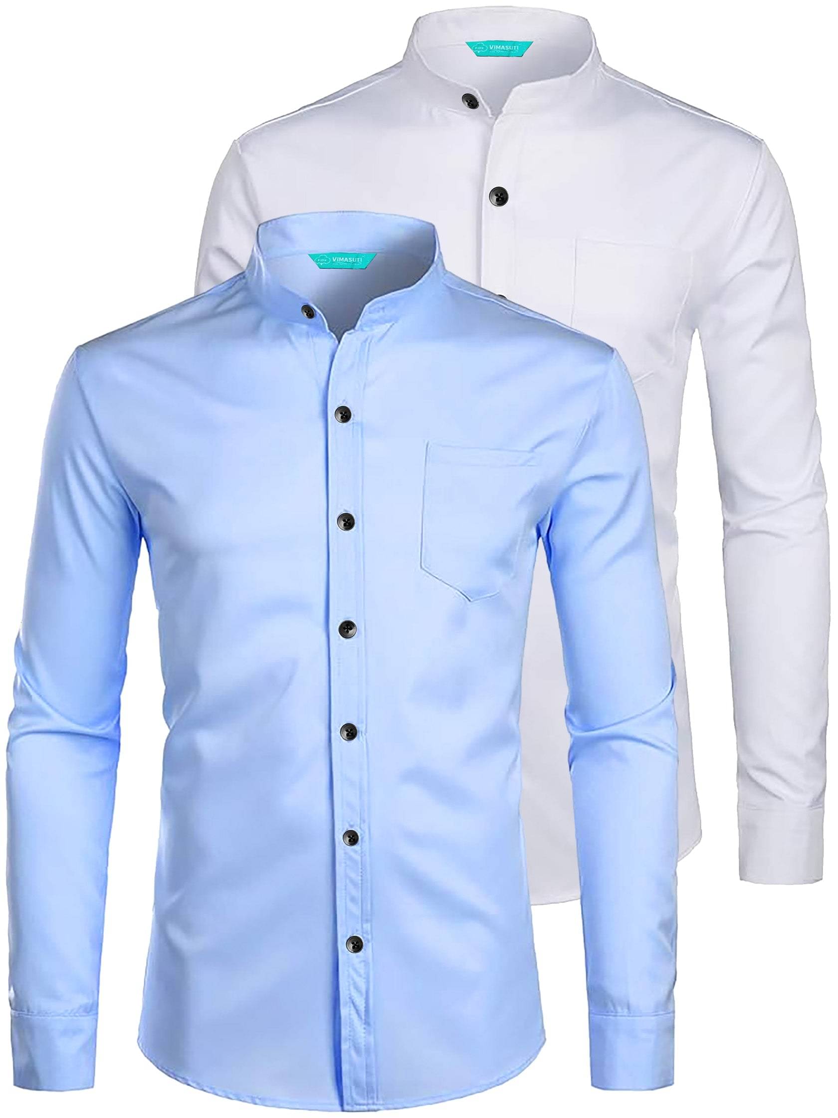     			VIMASUTI Cotton Blend Slim Fit Solids Full Sleeves Men's Casual Shirt - Mint Green ( Pack of 2 )