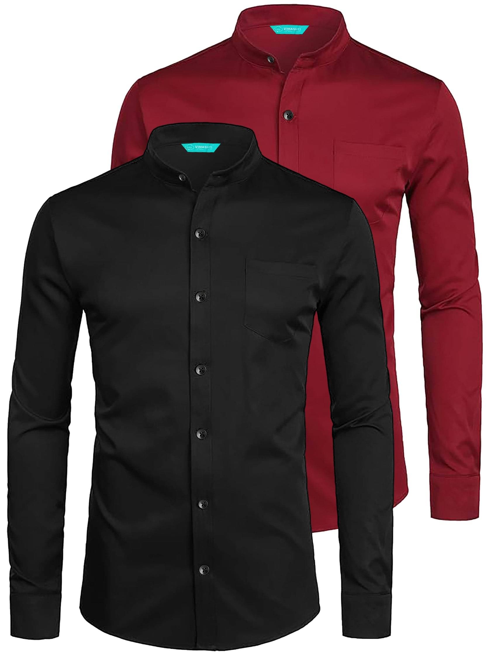     			VIMASUTI Cotton Blend Slim Fit Solids Full Sleeves Men's Casual Shirt - Maroon ( Pack of 2 )