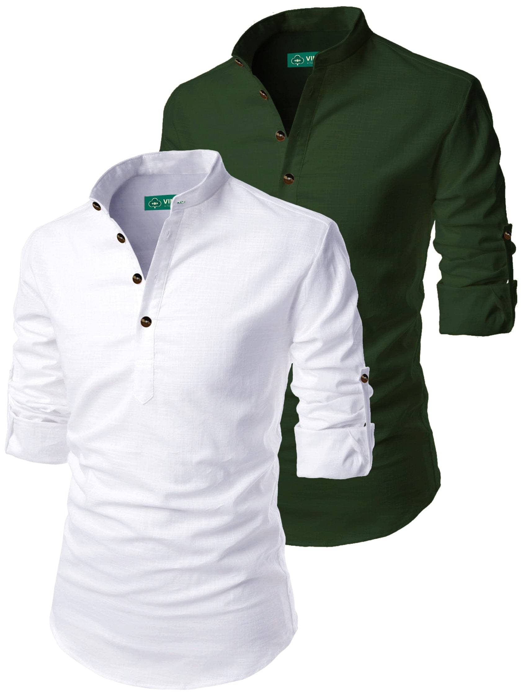 VIMASUTI Green Cotton Men's Regular Kurta ( Pack of 2 ) VIMASUTI Green Cotton Men's Regular Kurta ( Pack of 2 )