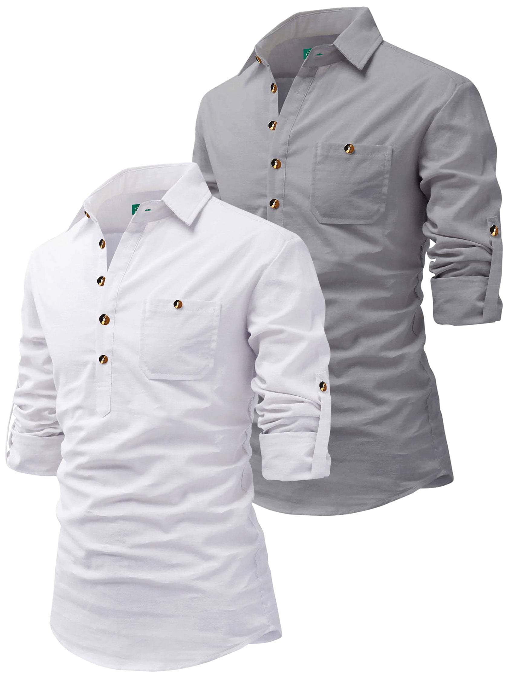     			VIMASUTI Grey Cotton Men's Regular Kurta ( Pack of 2 )