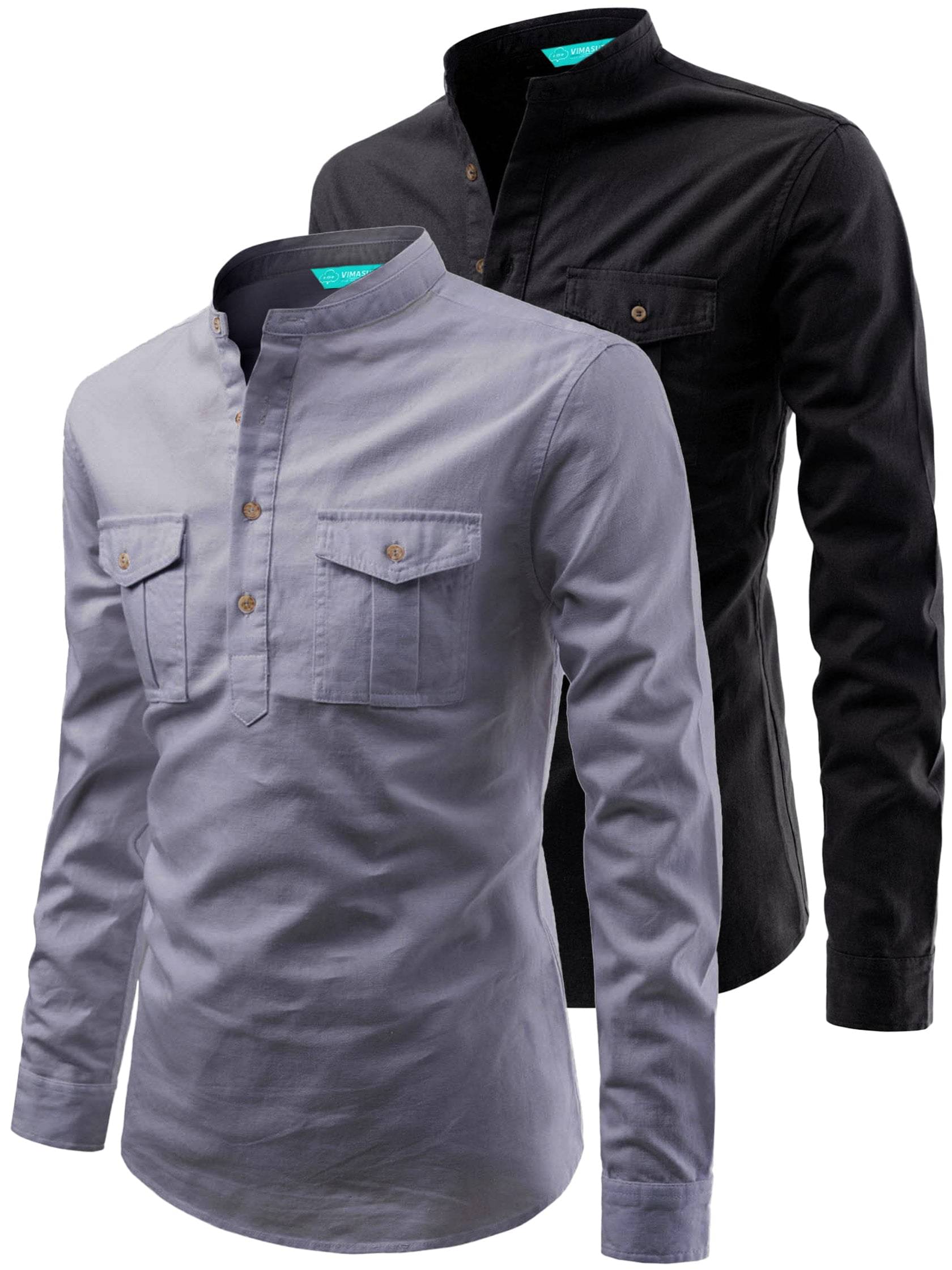 VIMASUTI Grey Cotton Men's Regular Kurta ( Pack of 2 )     			VIMASUTI Grey Cotton Men's Regular Kurta ( Pack of 2 )