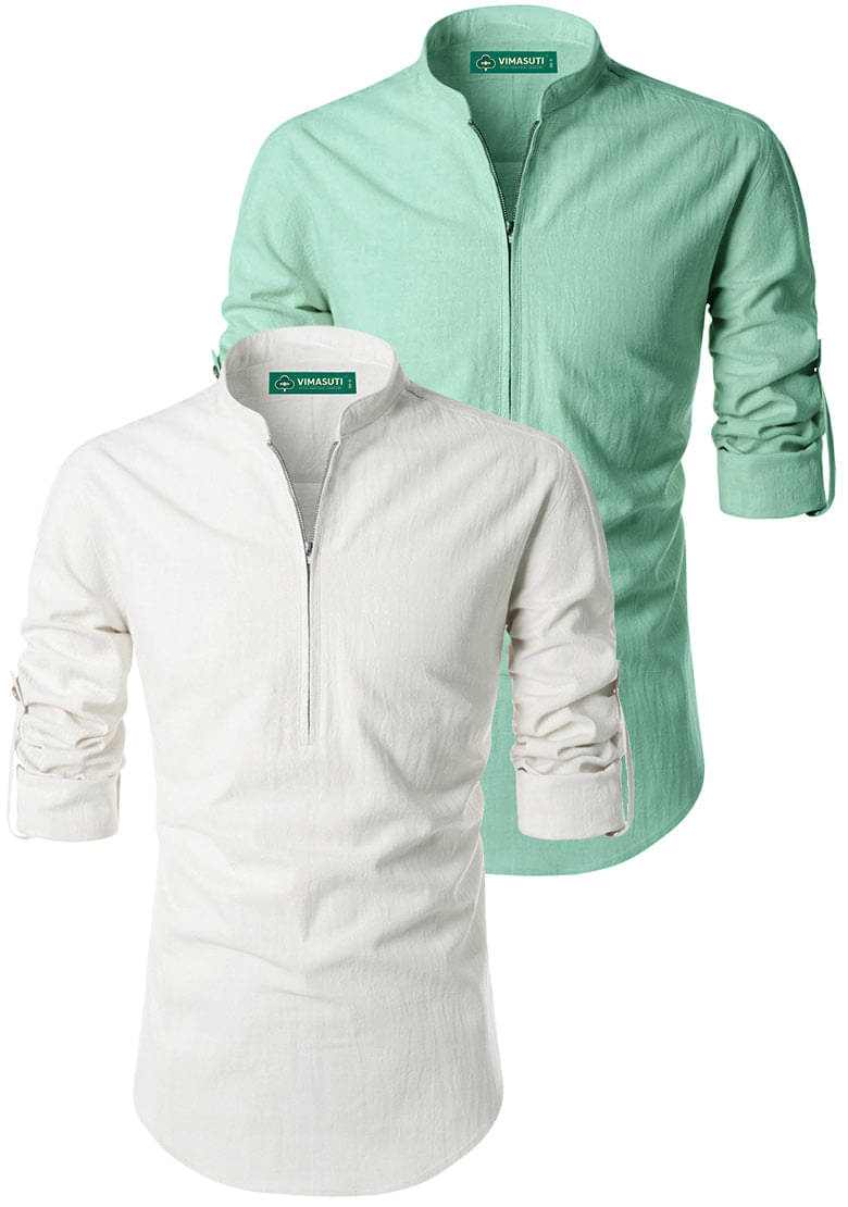 VIMASUTI Light Green Cotton Men's Regular Kurta ( Pack of 2 ) VIMASUTI Light Green Cotton Men's Regular Kurta ( Pack of 2 )