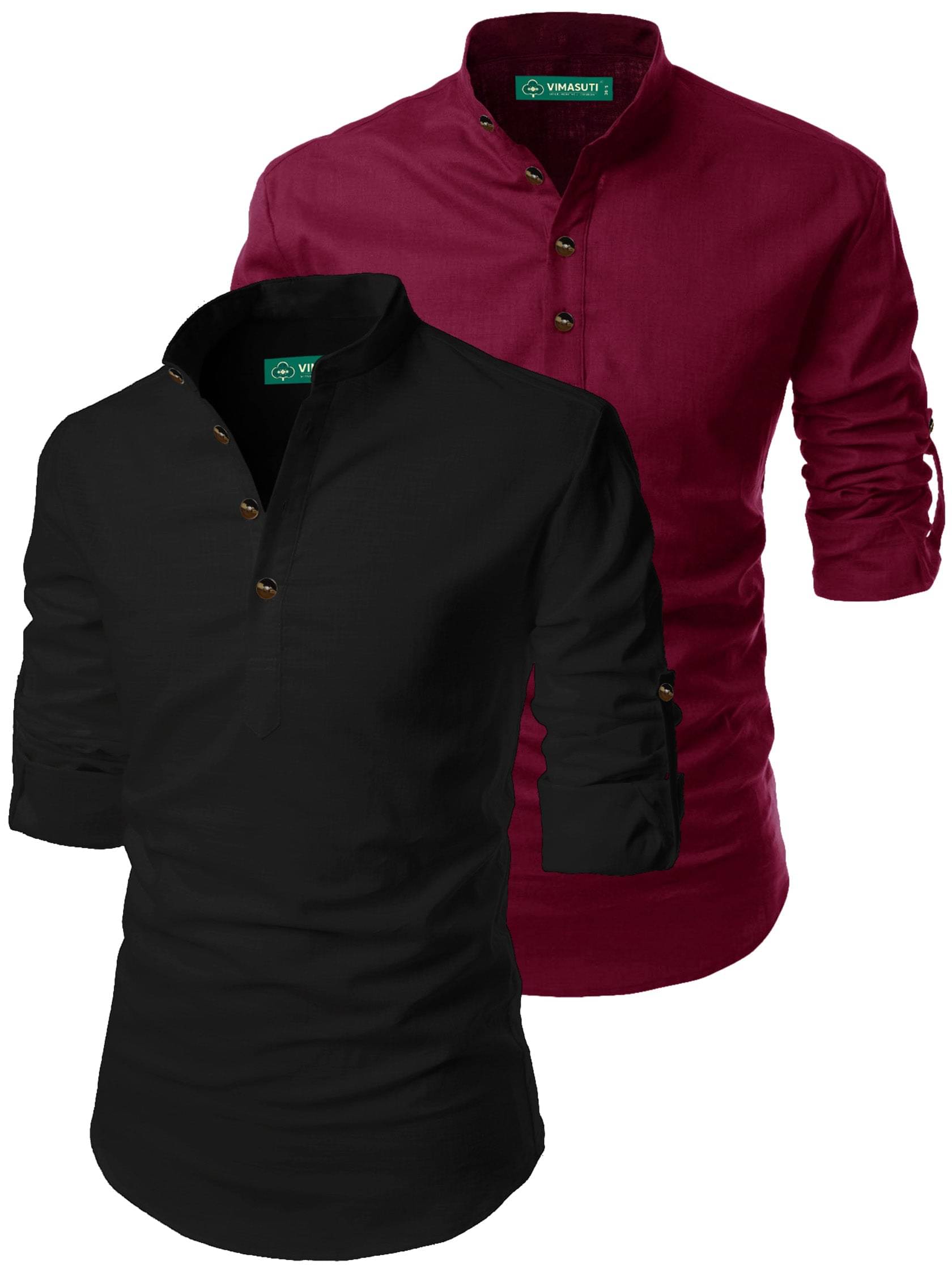 VIMASUTI Maroon Cotton Men's Regular Kurta ( Pack of 2 ) VIMASUTI Maroon Cotton Men's Regular Kurta ( Pack of 2 )