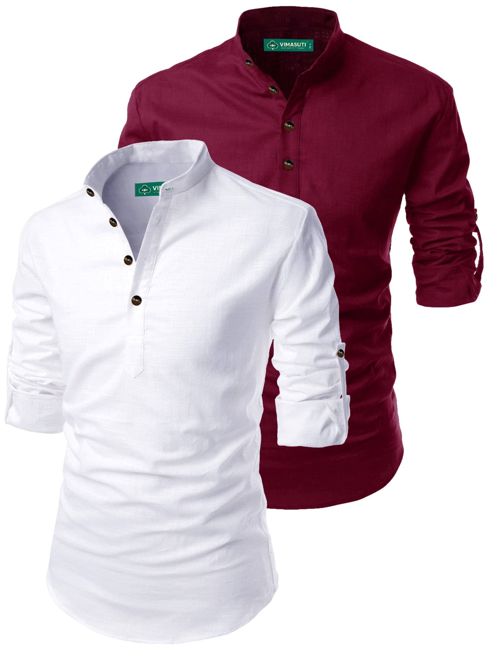     			VIMASUTI Maroon Cotton Men's Regular Kurta ( Pack of 2 )