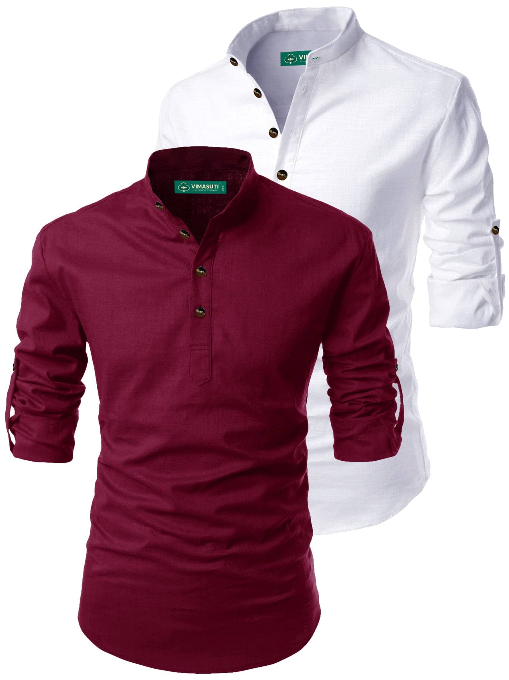     			VIMASUTI Maroon Cotton Men's Regular Kurta ( Pack of 2 )