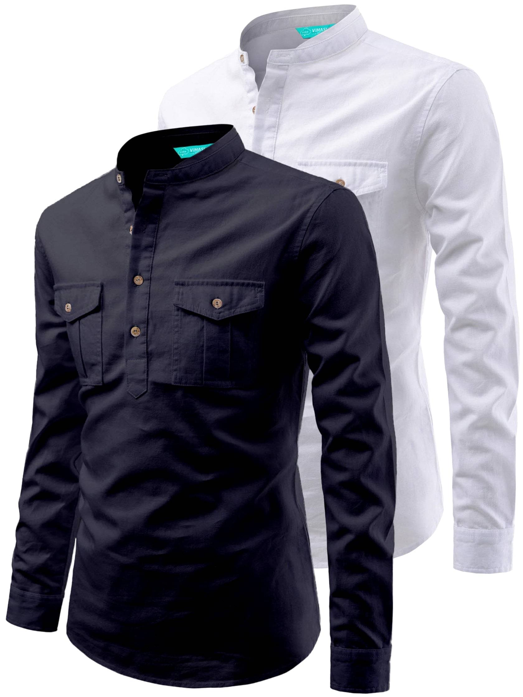 VIMASUTI Navy Blue Cotton Men's Regular Kurta ( Pack of 2 ) VIMASUTI Navy Blue Cotton Men's Regular Kurta ( Pack of 2 )