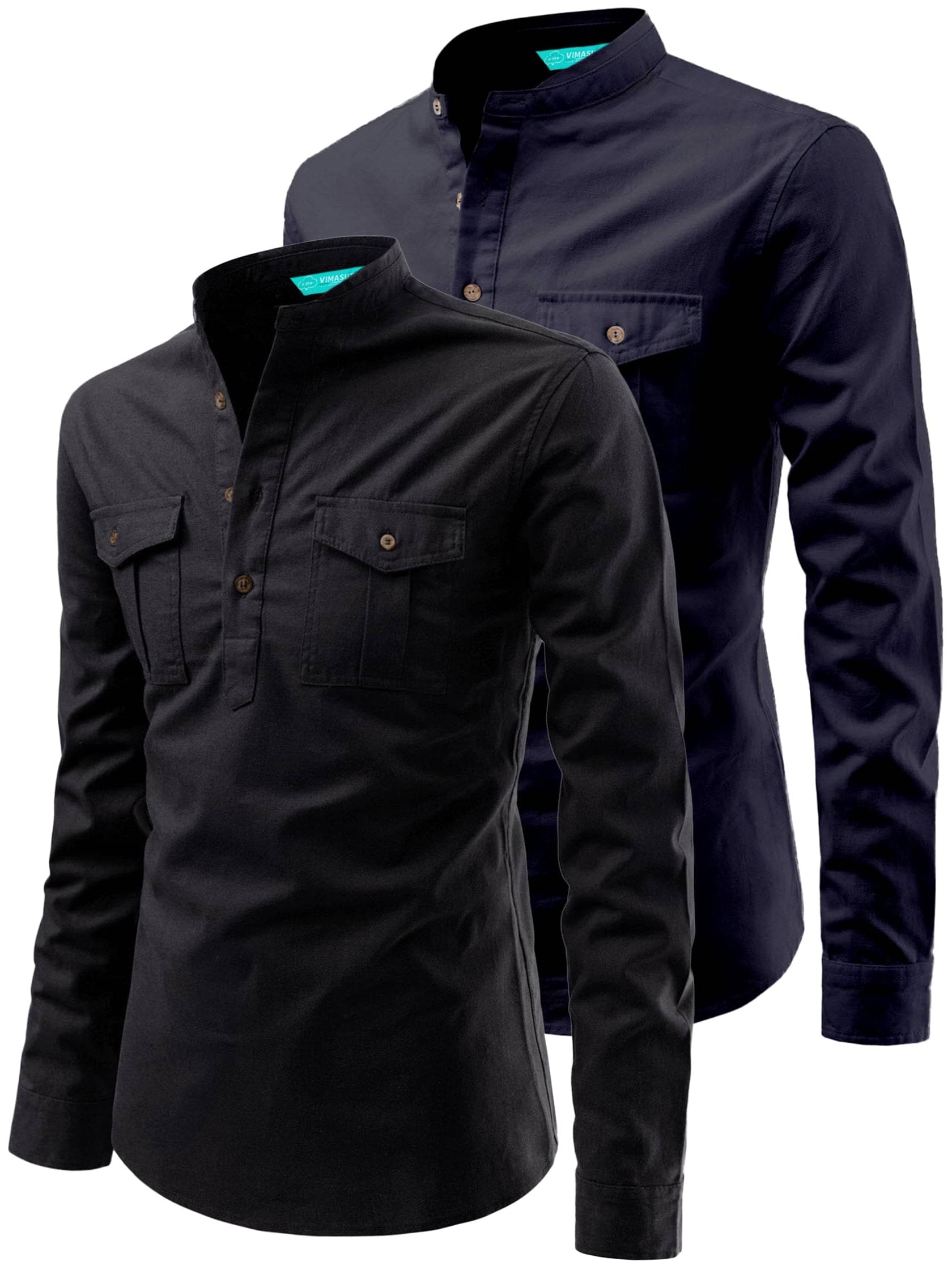 VIMASUTI Navy Blue Cotton Men's Regular Kurta ( Pack of 2 ) VIMASUTI Navy Blue Cotton Men's Regular Kurta ( Pack of 2 )