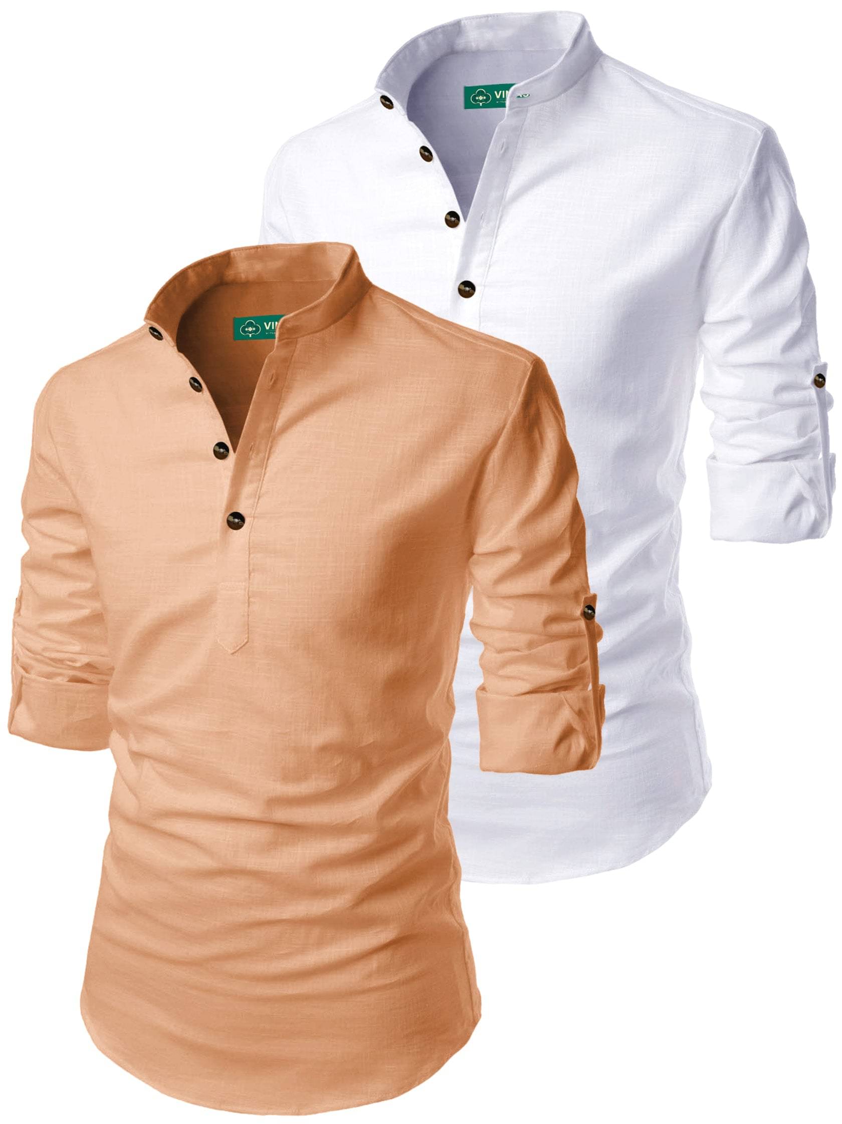 VIMASUTI Orange Cotton Men's Regular Kurta ( Pack of 2 )     			VIMASUTI Orange Cotton Men's Regular Kurta ( Pack of 2 )