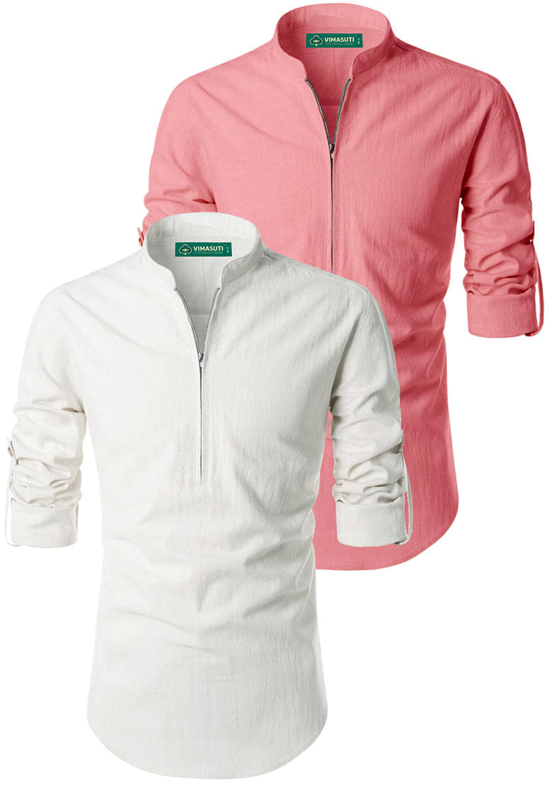 VIMASUTI Peach Cotton Men's Regular Kurta ( Pack of 2 ) VIMASUTI Peach Cotton Men's Regular Kurta ( Pack of 2 )