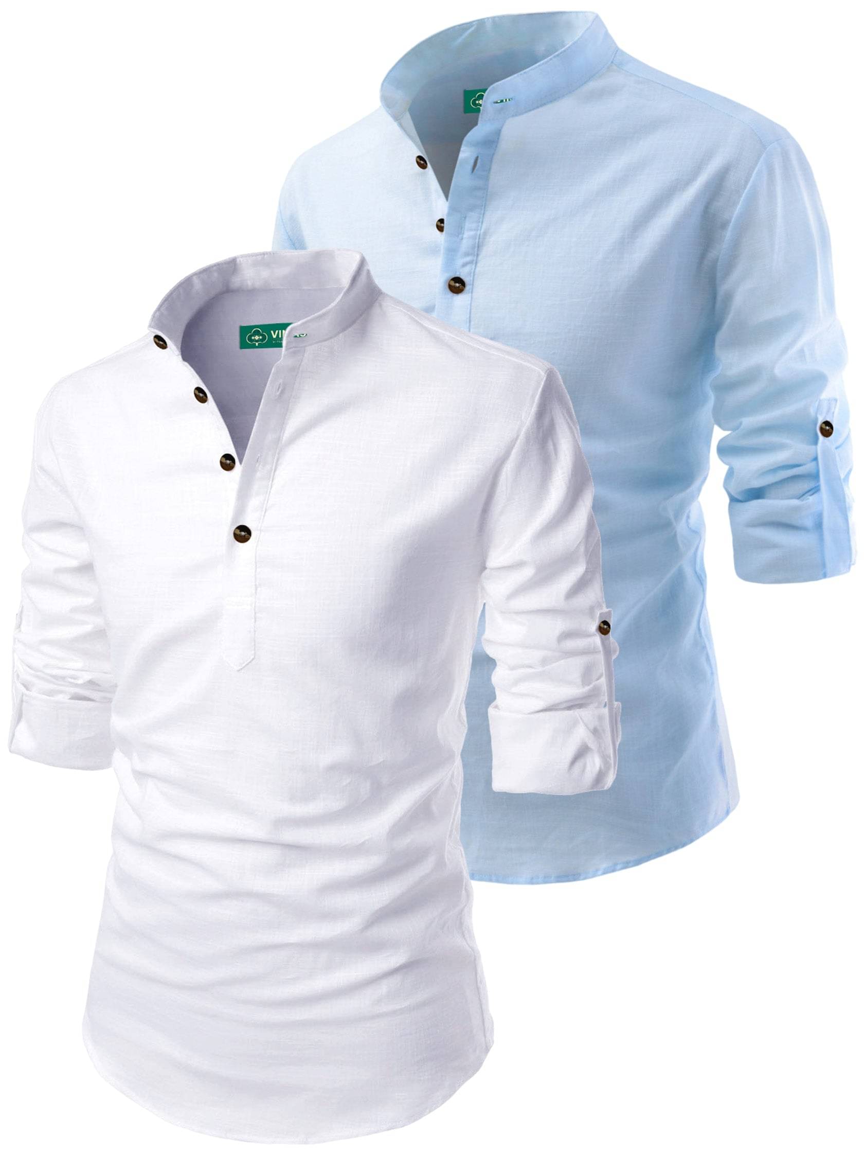 VIMASUTI Sky Blue Cotton Men's Regular Kurta ( Pack of 2 ) VIMASUTI Sky Blue Cotton Men's Regular Kurta ( Pack of 2 )