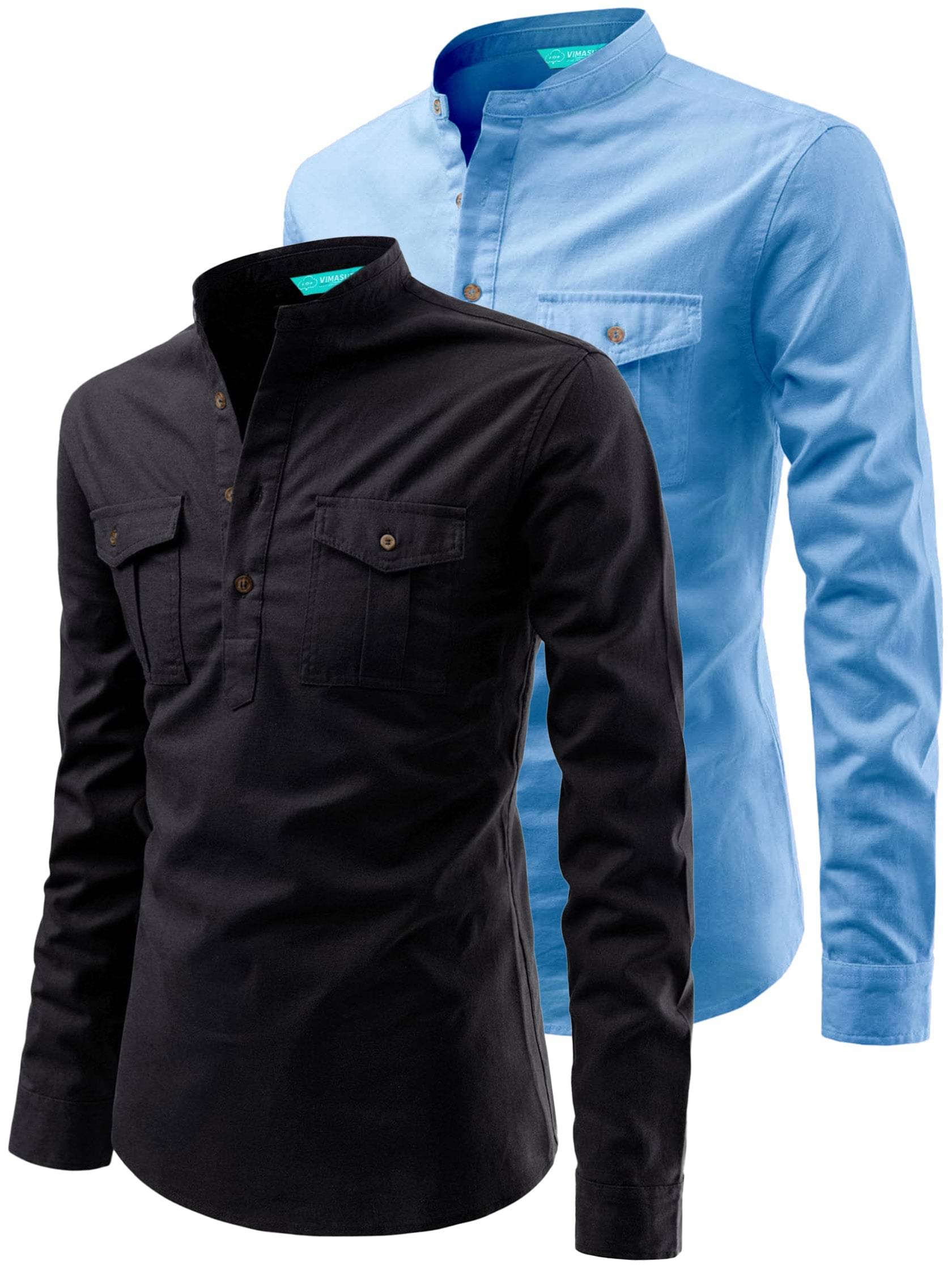     			VIMASUTI Sky Blue Cotton Men's Regular Kurta ( Pack of 2 )