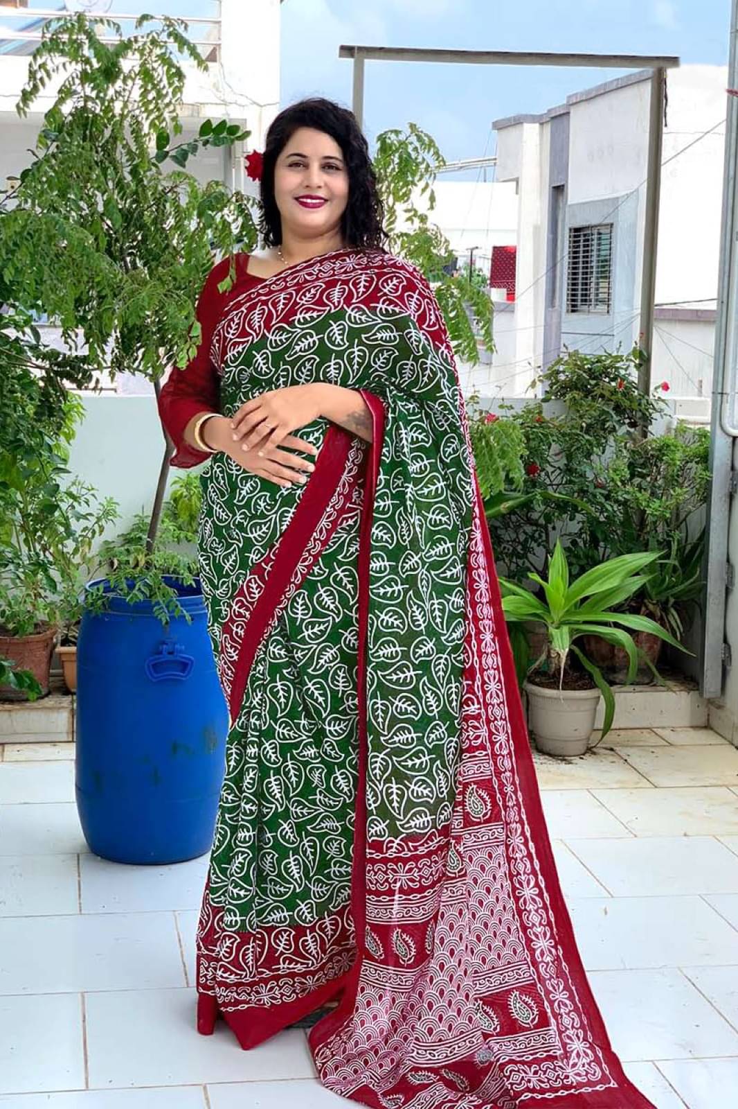     			keshav fashion Cotton Printed Saree With Unstitched Blouse Piece ( Green )