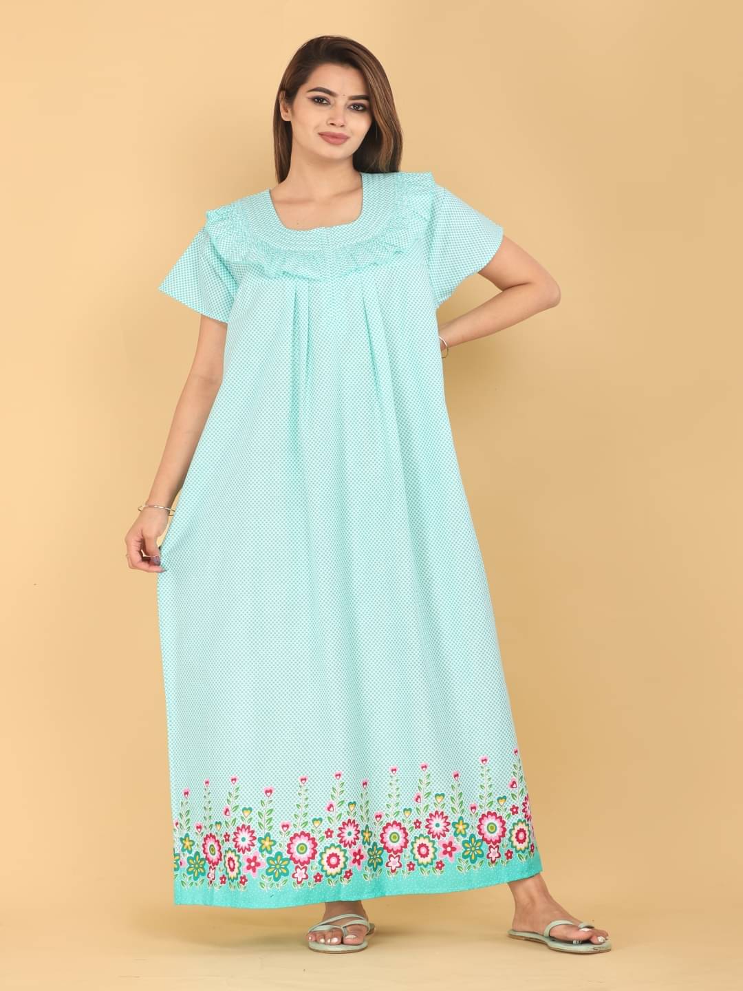     			Apratim Green Cotton Women's Nightwear Nighty & Night Gowns ( Pack of 1 )