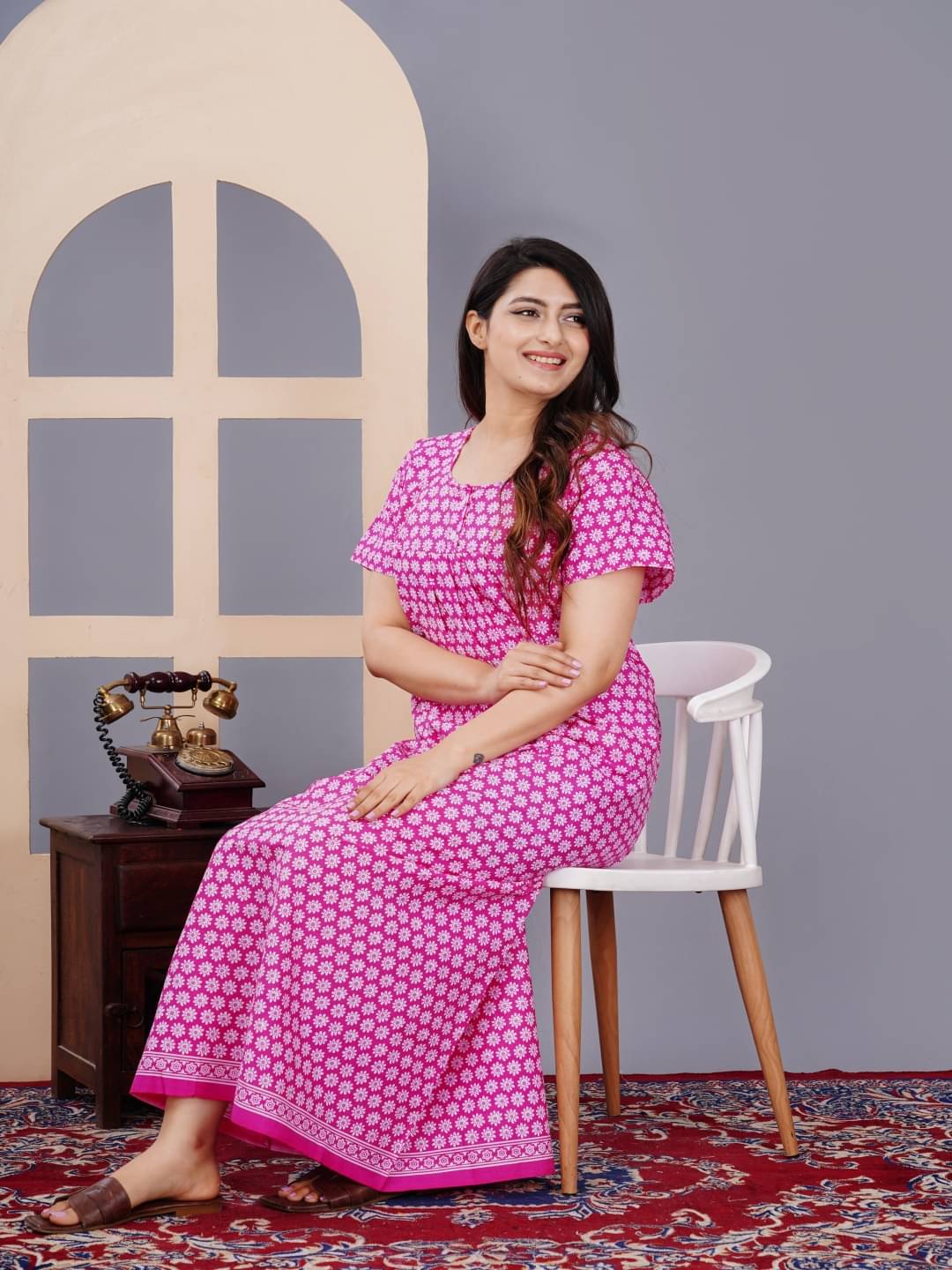     			Apratim Pink Cotton Women's Nightwear Nighty & Night Gowns ( Pack of 1 )