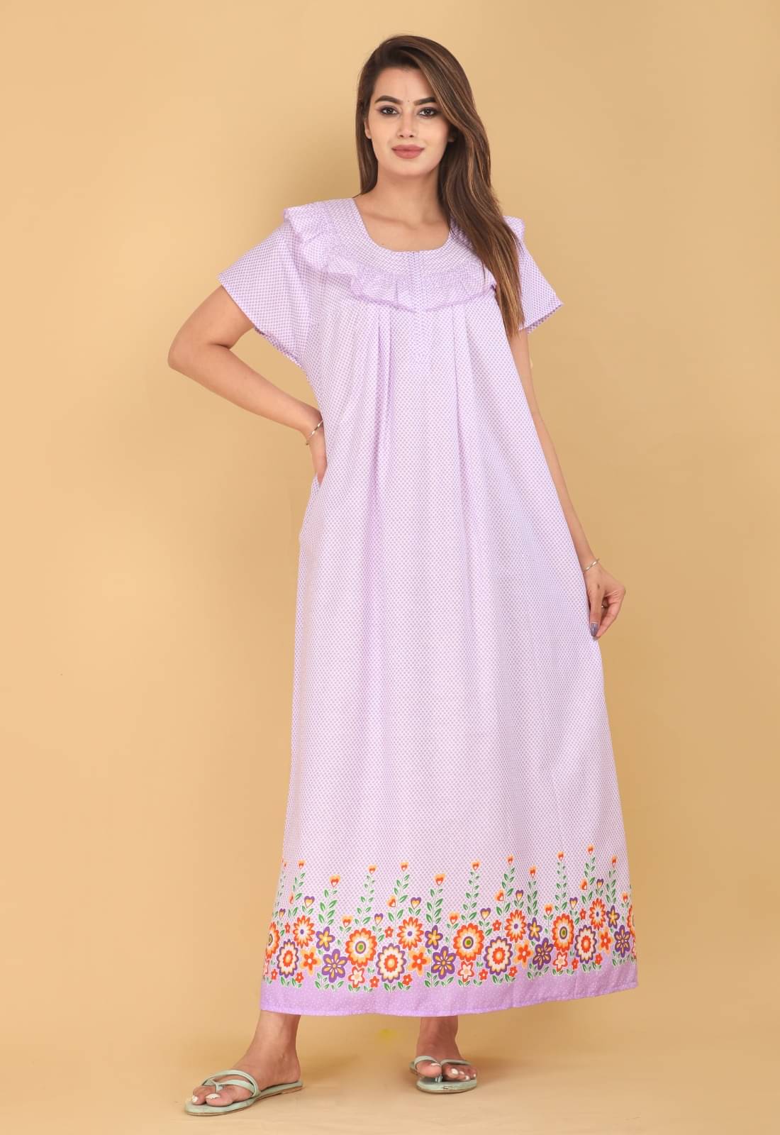     			Apratim Purple Cotton Women's Nightwear Nighty & Night Gowns ( Pack of 1 )