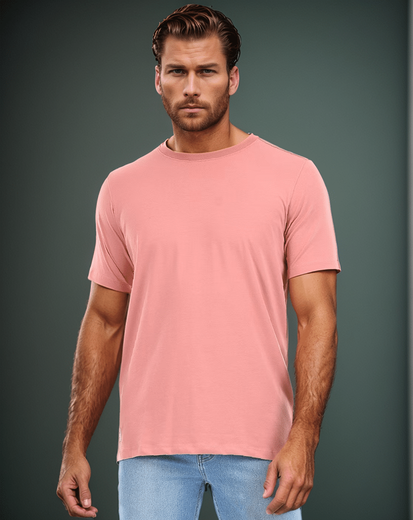    			BLUEFICUS Men Polyester Regular Fit Solid T-Shirt ( Peach )