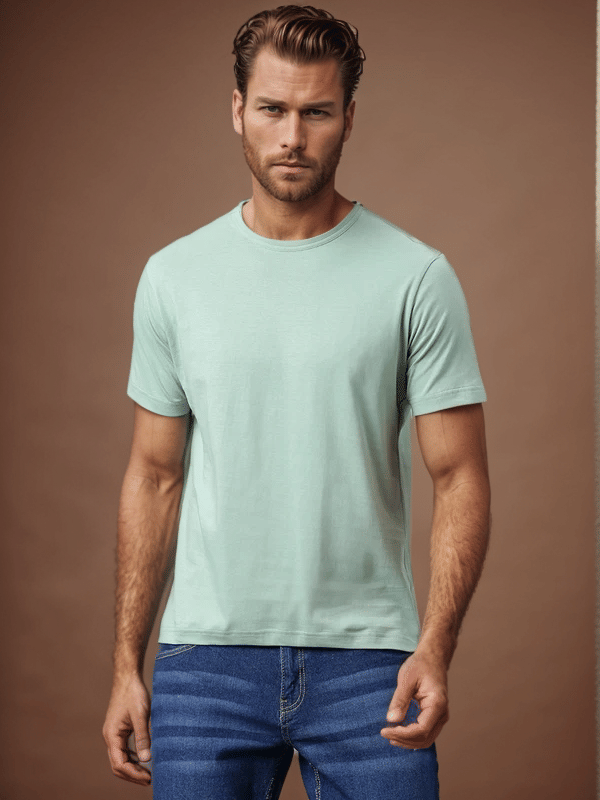 BLUEFICUS Men Polyester Regular Fit Solid T-Shirt ( Sea Green ) BLUEFICUS Men Polyester Regular Fit Solid T-Shirt ( Sea Green )
