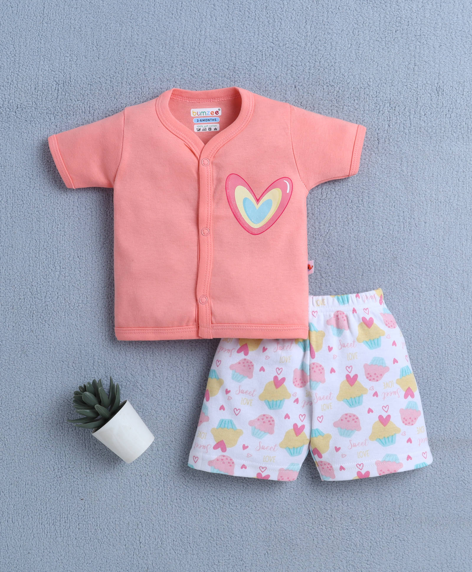     			BUMZEE Pack of 1 Baby Girls Cotton Top & Shorts ( Coral )