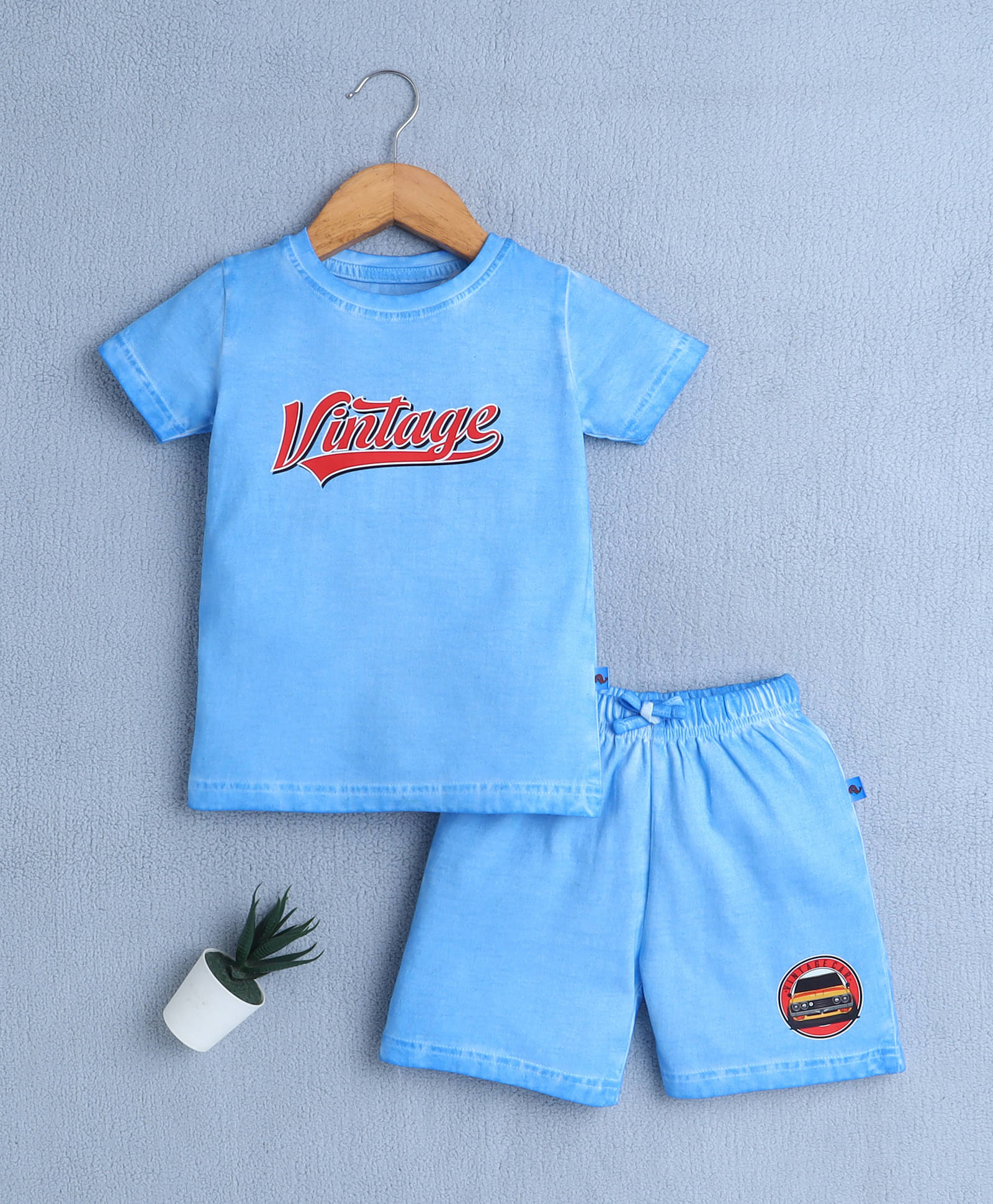 BUMZEE Pack of 1 Boys Cotton T-Shirt & Shorts Set ( Blue ) BUMZEE Pack of 1 Boys Cotton T-Shirt & Shorts Set ( Blue )