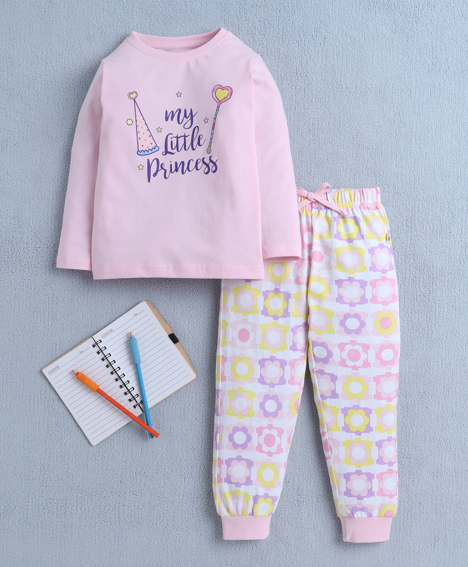     			BUMZEE Pack of 1 Girls Cotton Nightsuit Set ( Baby Pink )