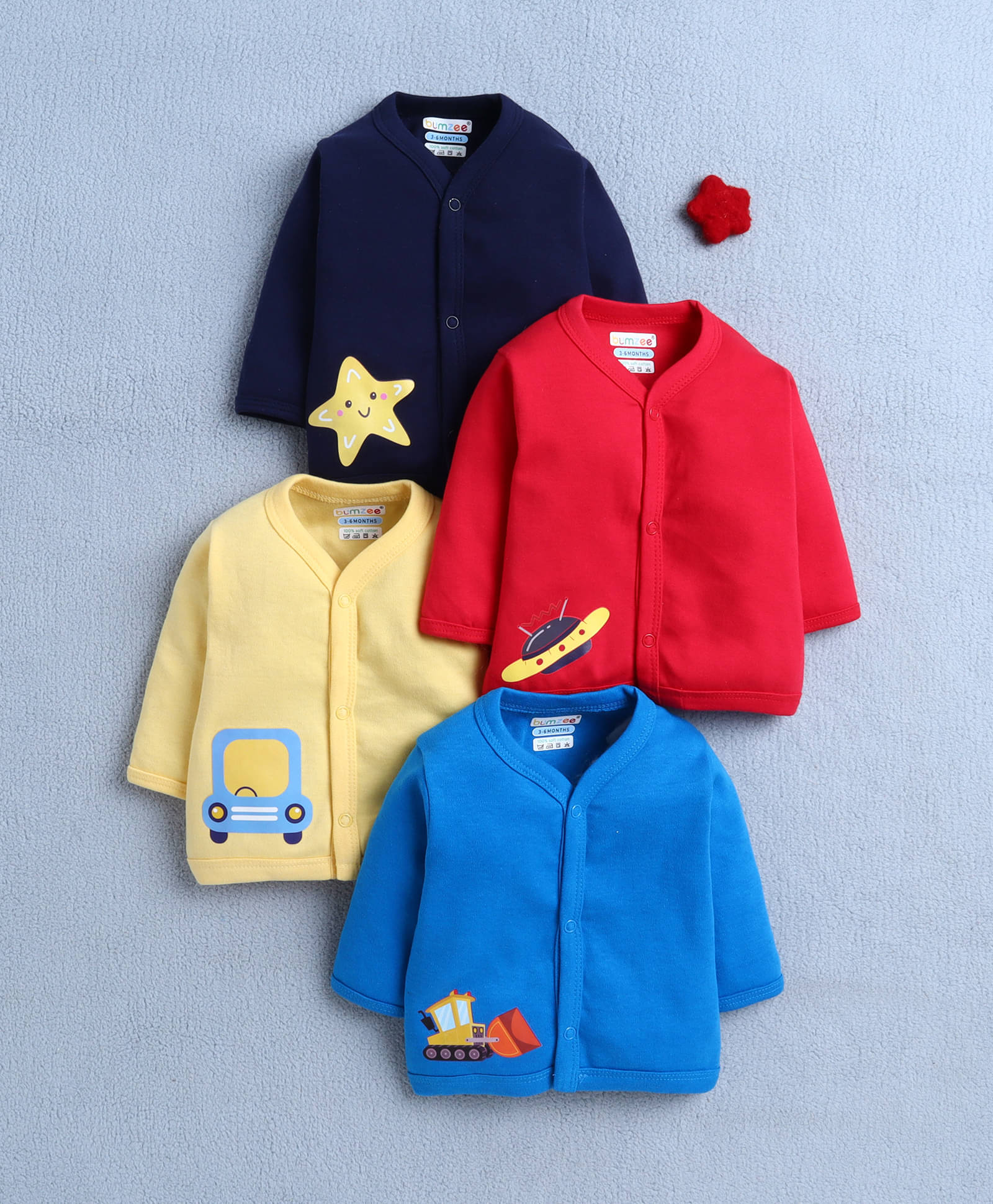     			BUMZEE Pack of 4 Baby Boys Cotton Shirt ( Yellow )