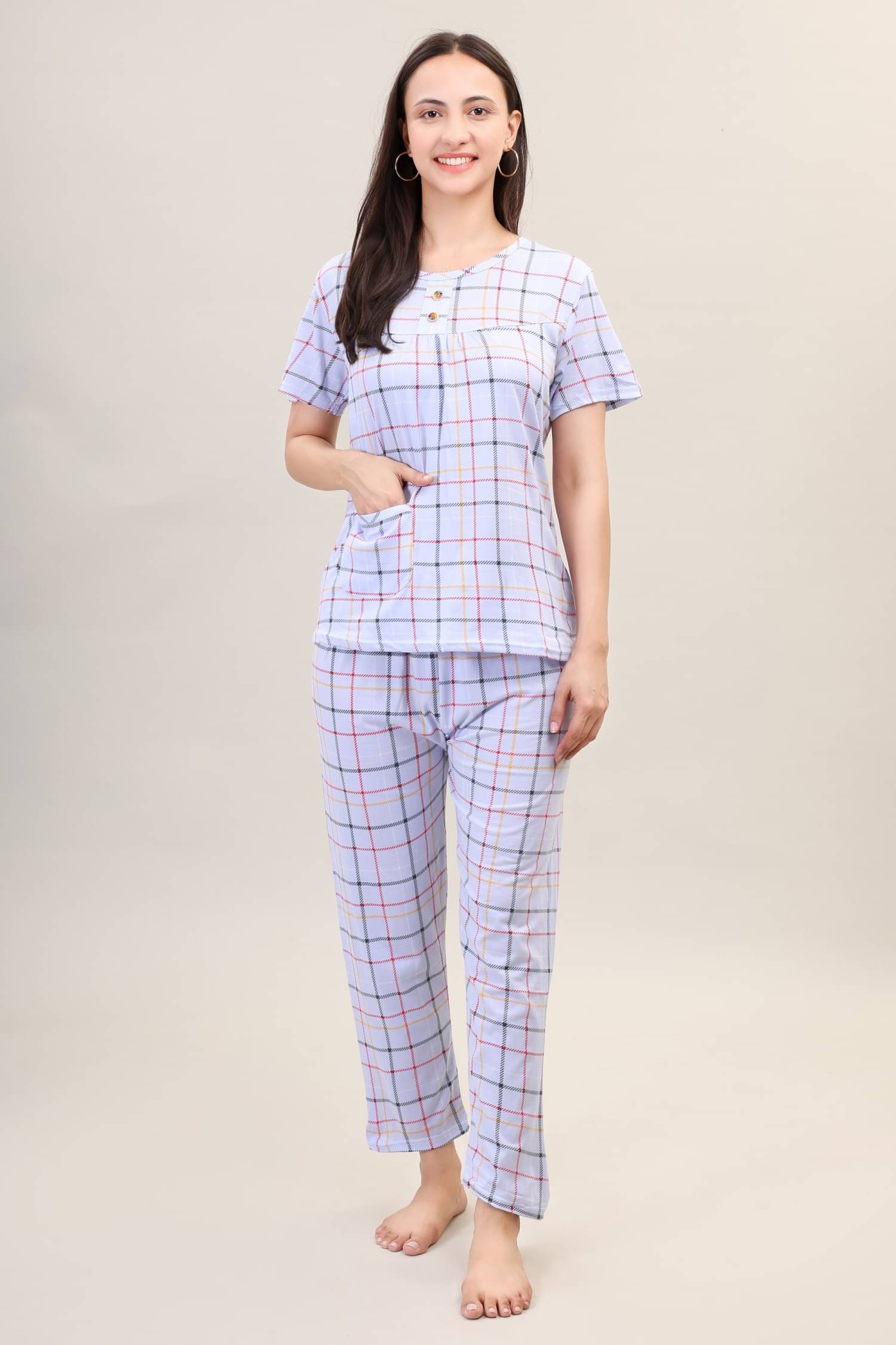     			Camey Blue Cotton Blend Women's Nightwear Nightsuit Sets ( Pack of 1 )