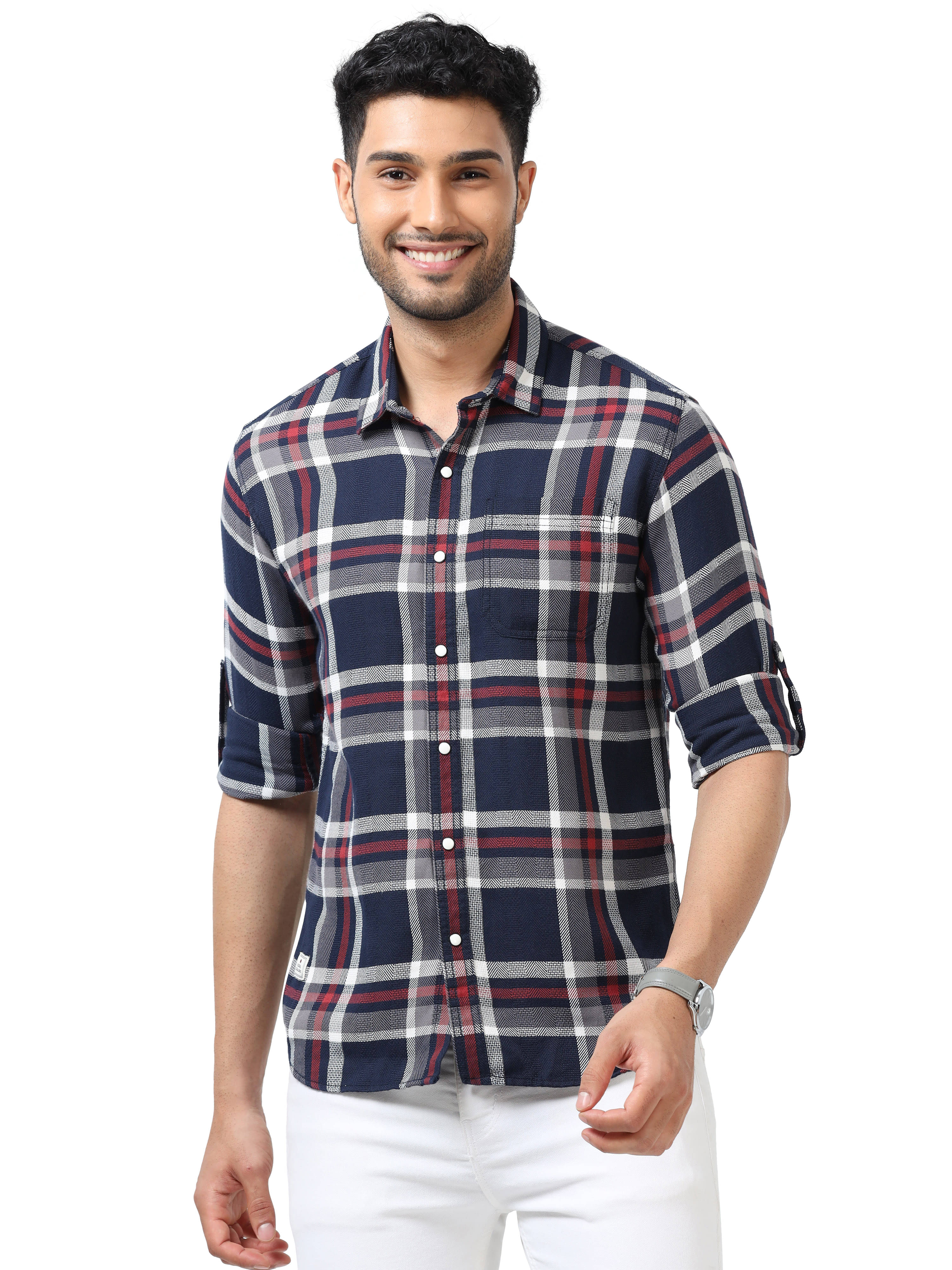 Cool Colors Cotton Blend Slim Fit Checks Full Sleeves Men's Casual Shirt - Blue ( Pack of 1 ) Cool Colors Cotton Blend Slim Fit Checks Full Sleeves Men's Casual Shirt - Blue ( Pack of 1 )