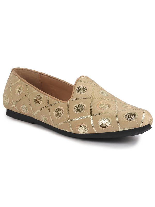     			FAUSTO Golden Traditional Sequin Ethnic Slip On Juttis and Mojaris for Wedding|9 Colors|1-14UK Small Plus Sizes|Traditional Kurtas & Sherwani Shoe