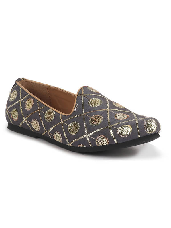 FAUSTO Grey Traditional Sequin Ethnic Slip On Juttis and Mojaris for Wedding|9 Colors|1-14UK Small Plus Sizes|Traditional Kurtas & Sherwani Shoe FAUSTO Grey Traditional Sequin Ethnic Slip On Juttis and Mojaris for Wedding|9 Colors|1-14UK Small Plus Sizes|Traditional Kurtas & Sherwani Shoe