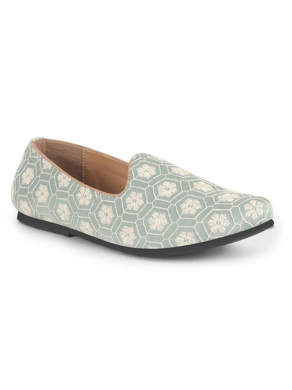 FAUSTO Olive Floral Embroidery Ethnic Slip On Juttis and Mojaris for Wedding|Party Slip-On|Traditional Kurtas Shoes     			FAUSTO Olive Floral Embroidery Ethnic Slip On Juttis and Mojaris for Wedding|Party Slip-On|Traditional Kurtas Shoes