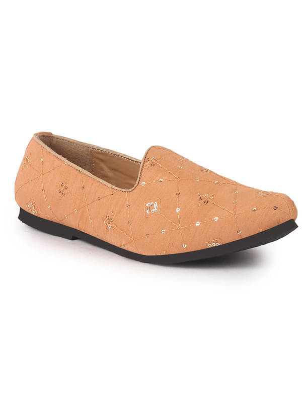 FAUSTO Orange Embroidery Sequin Ethnic Slip On Juttis and Mojaris for Wedding|Festive Party Slip-On Kurta Shoe|Traditional Sherwani Shoes FAUSTO Orange Embroidery Sequin Ethnic Slip On Juttis and Mojaris for Wedding|Festive Party Slip-On Kurta Shoe|Traditional Sherwani Shoes