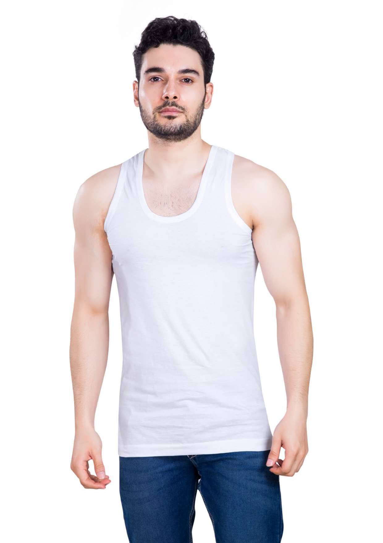 FROSEN FOX Pack of 2 Cotton Tank For Men ( White ) FROSEN FOX Pack of 2 Cotton Tank For Men ( White )