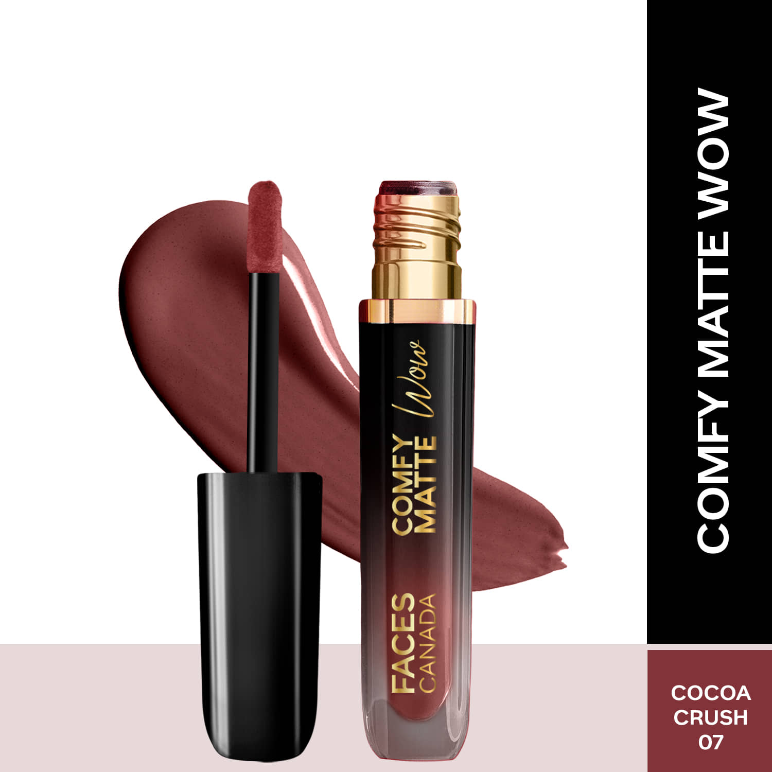 FACES CANADA Comfy Matte Wow Liquid Lipstick , Cocoa Crush 07, 3.8ml , One Swipe Application