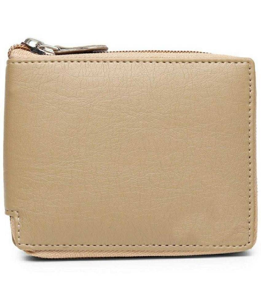     			JDL PU Self Design Men's Regular Wallet With 10 Slots For Card ( Beige , Pack of 1 )