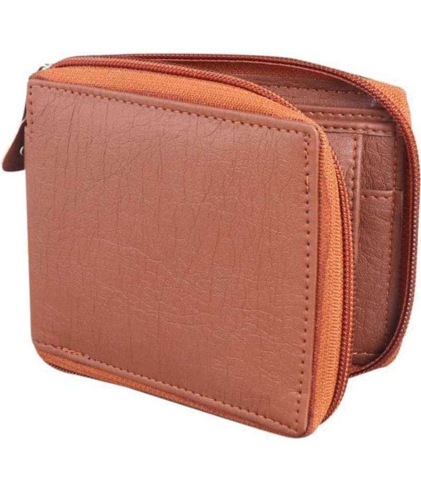     			JDL PU Solid Men's Regular Wallet With More Than 10 Slots For Card ( Tan , Pack of 1 )