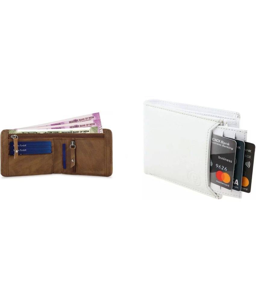     			JDL PU Solid Men's Regular Wallet With 10 Slots For Card ( Multicolor , Pack of 2 )