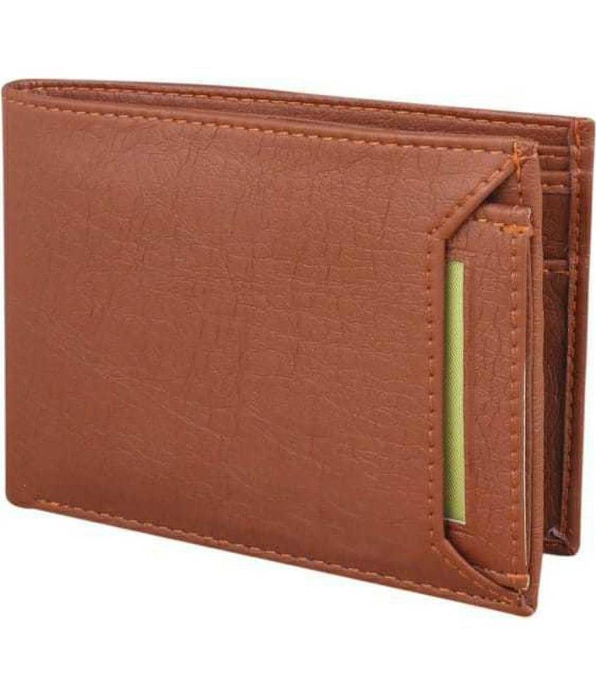     			JDL PU Solid Men's Regular Wallet With 9 Slots For Card ( Tan , Pack of 1 )