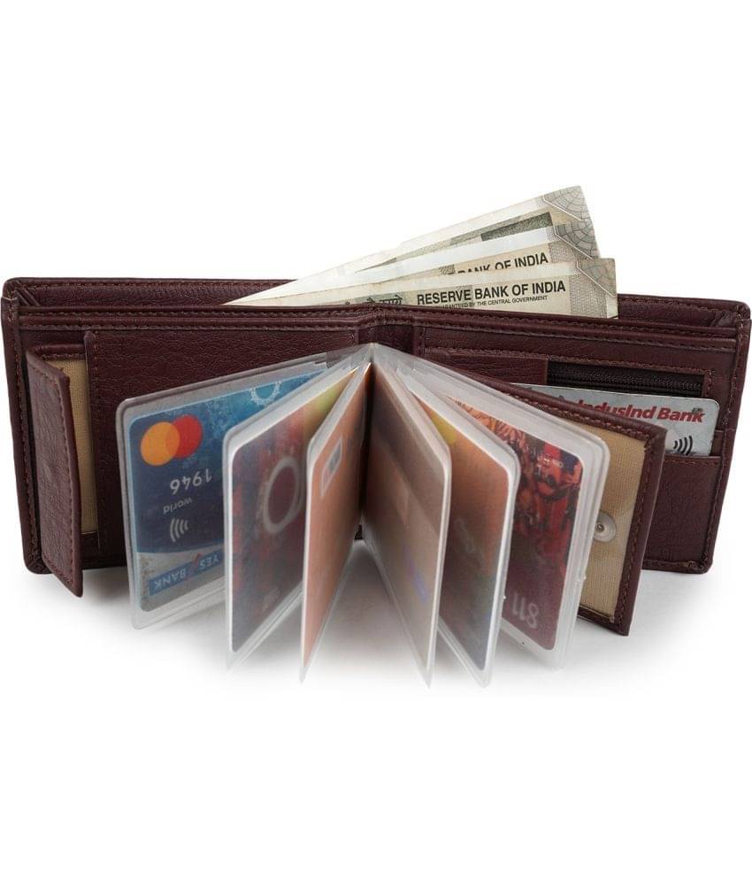     			JDL PU Solid Men's Regular Wallet With 9 Slots For Card ( Brown , Pack of 1 )