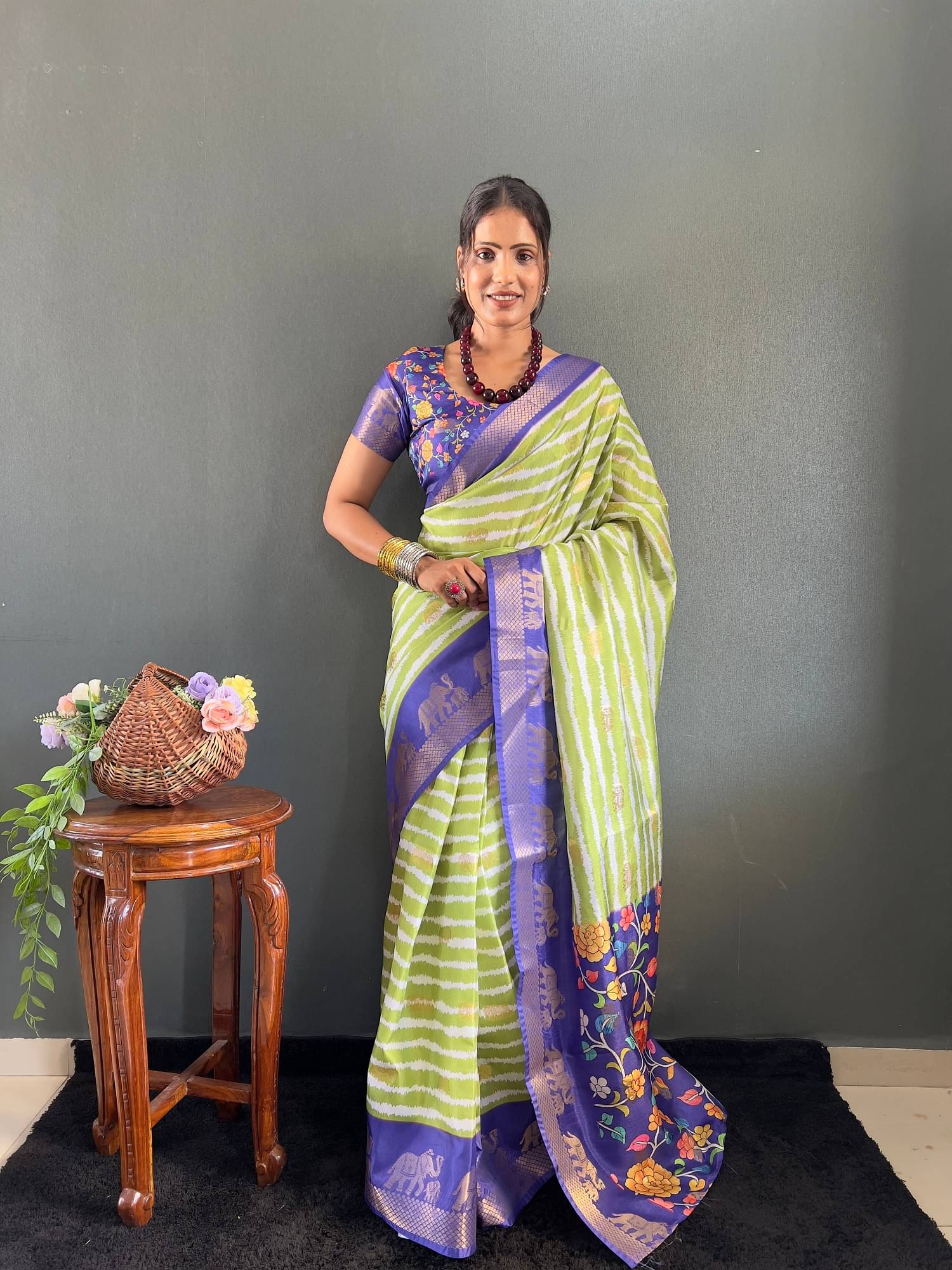 JULEE Silk Striped Saree With Unstitched Blouse Piece ( Multicolor 2 ) JULEE Silk Striped Saree With Unstitched Blouse Piece ( Multicolor 2 )