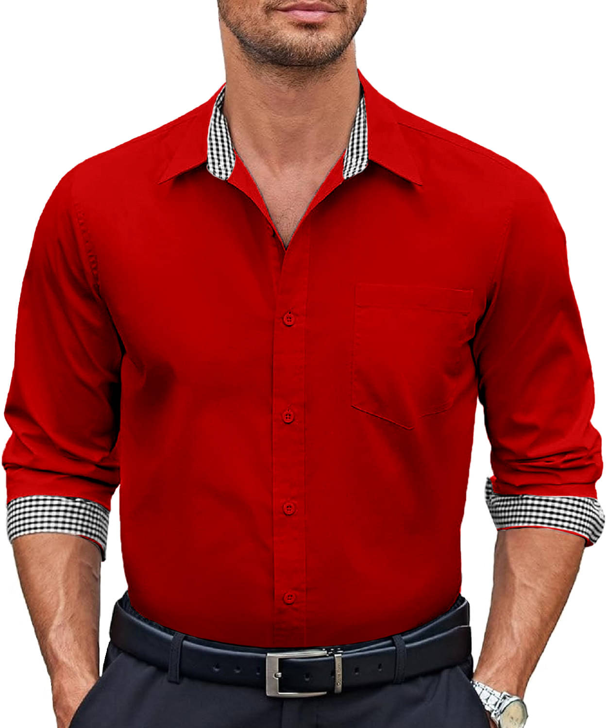     			KAKIDO Cotton Blend Regular Fit Full Sleeves Men's Formal Shirt - Red ( Pack of 1 )