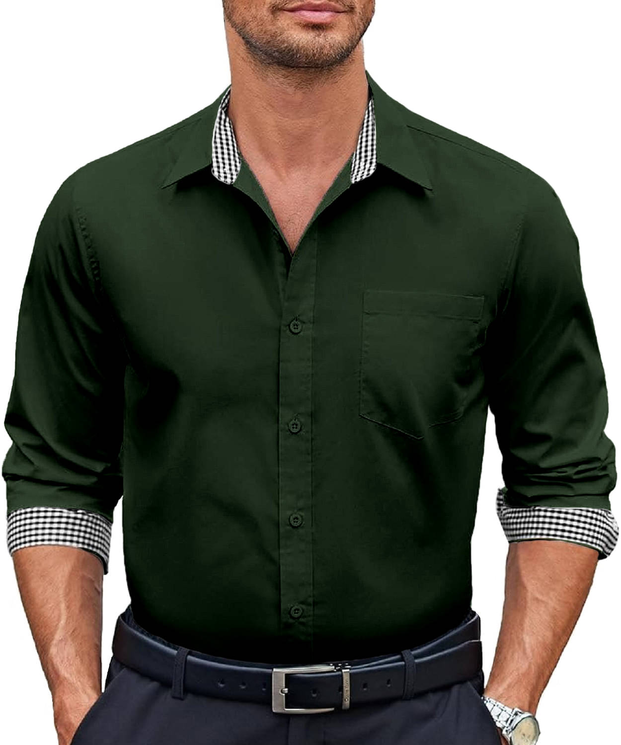 KAKIDO Cotton Blend Regular Fit Full Sleeves Men's Formal Shirt - Green ( Pack of 1 ) KAKIDO Cotton Blend Regular Fit Full Sleeves Men's Formal Shirt - Green ( Pack of 1 )