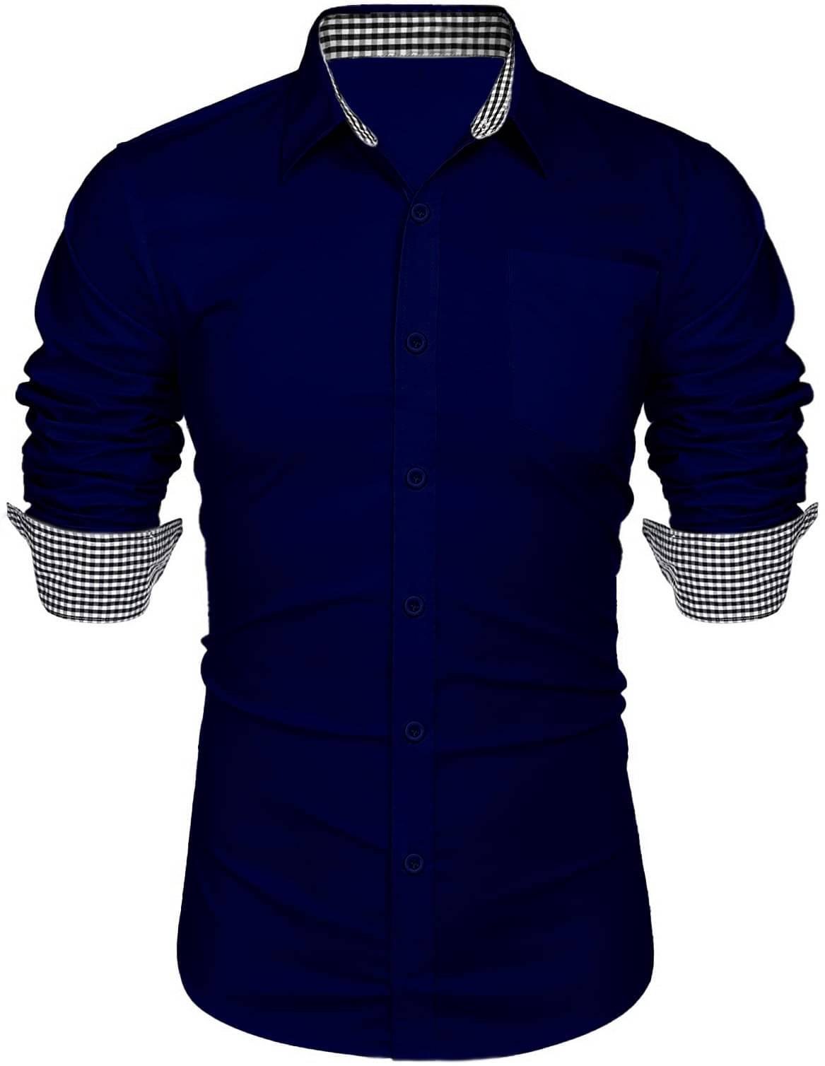 KAKIDO Cotton Blend Regular Fit Solids Full Sleeves Men's Casual Shirt - Navy Blue ( Pack of 1 ) KAKIDO Cotton Blend Regular Fit Solids Full Sleeves Men's Casual Shirt - Navy Blue ( Pack of 1 )