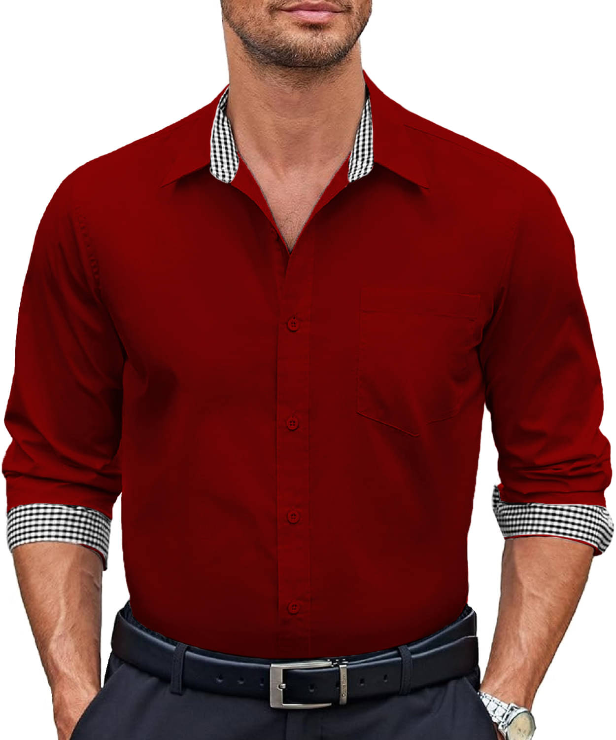 KAKIDO Cotton Blend Regular Fit Full Sleeves Men's Formal Shirt - Maroon ( Pack of 1 ) KAKIDO Cotton Blend Regular Fit Full Sleeves Men's Formal Shirt - Maroon ( Pack of 1 )