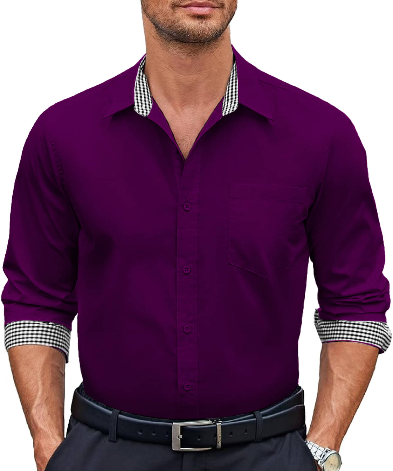     			KAKIDO Cotton Blend Regular Fit Full Sleeves Men's Formal Shirt - Purple ( Pack of 1 )