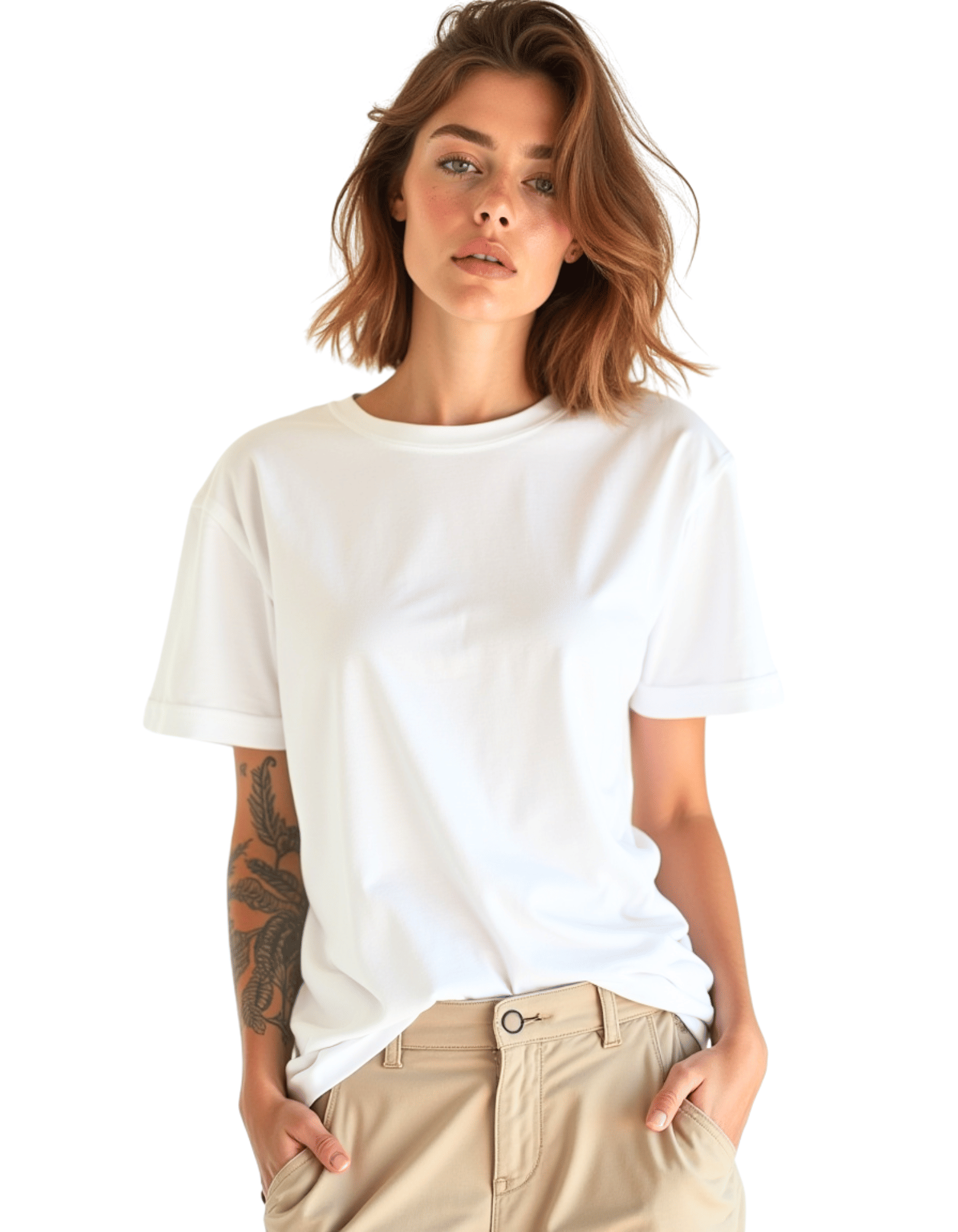     			KMB & CO. Women Cotton Solid Regular Round Neck T-Shirt ( White )