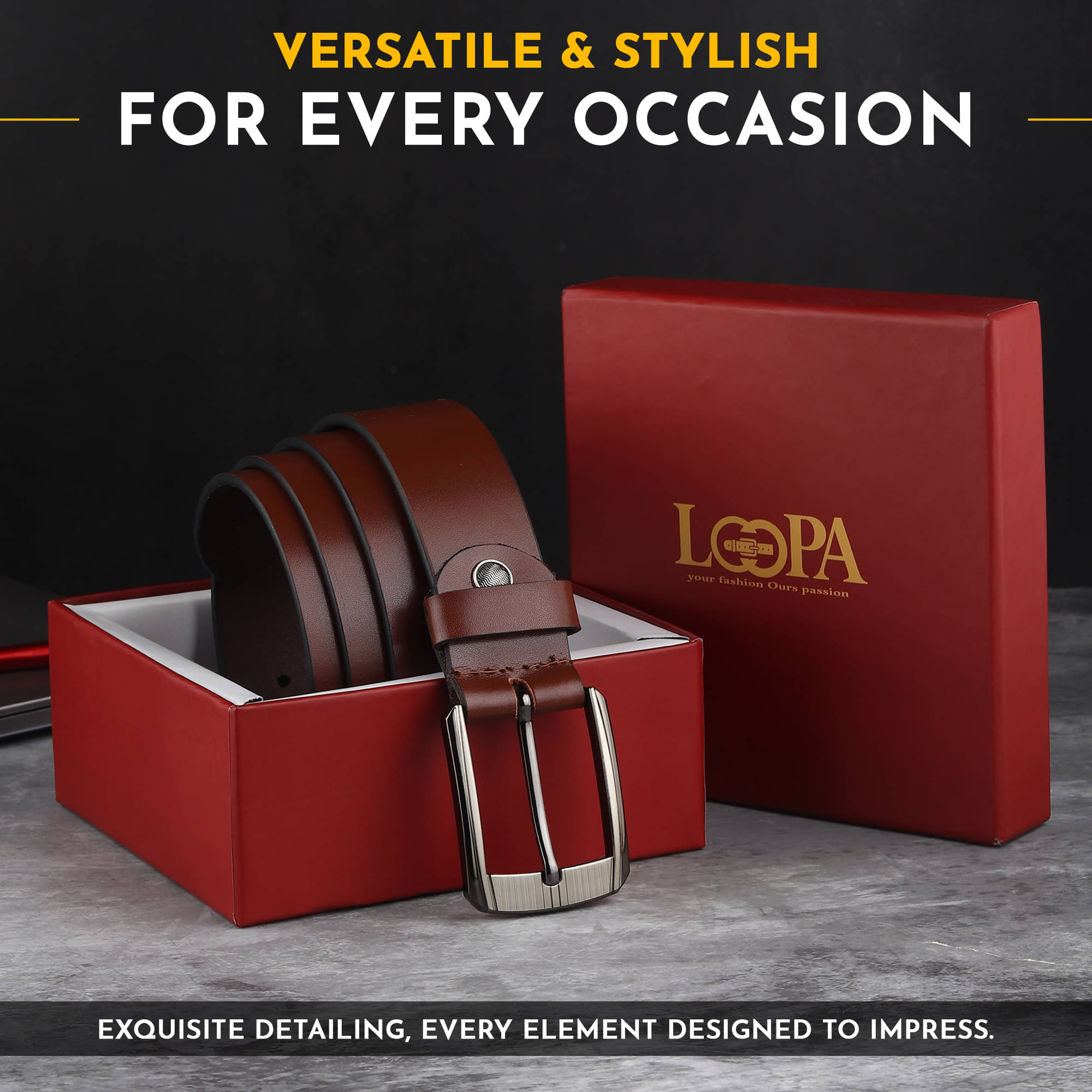     			Loopa - Brown 100% Leather Men's Formal Belt ( Pack of 1 )